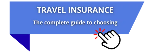 Light blue banner with an invitation to read the guide on choosing health and travel insurance.