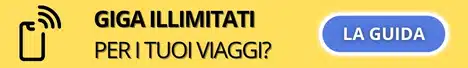 Banner con testo 'Giga illimitati per i tuoi viaggi?' e pulsante 'La Guida' per scoprire come avere internet in viaggio.