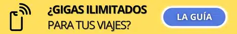 Banner con el texto '¿Gigas ilimitados para tus viajes?' y el botón 'La Guía' para saber cómo tener internet de viaje.