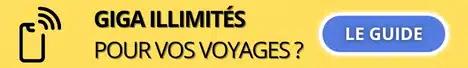 Bannière avec le texte 'Giga illimités pour vos voyages ?' et le bouton 'Le Guide' pour découvrir comment avoir internet en voyage.