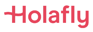 Logo di Holafly con sfondi di diverse destinazioni di viaggio