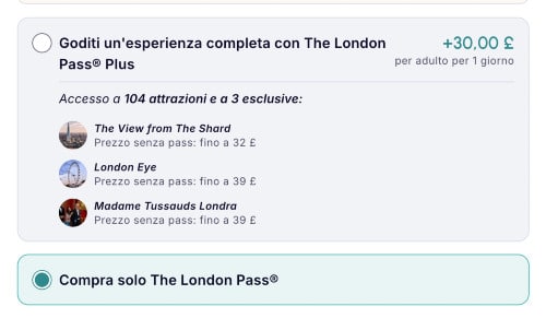 Visuelle Anleitung zum Wechsel vom London Pass Plus zum Standard auf der offiziellen Website der Karte.