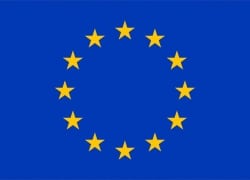 Logo ufficiale dell'Unione Europea, con le 12stelle dorate su sfondo blu